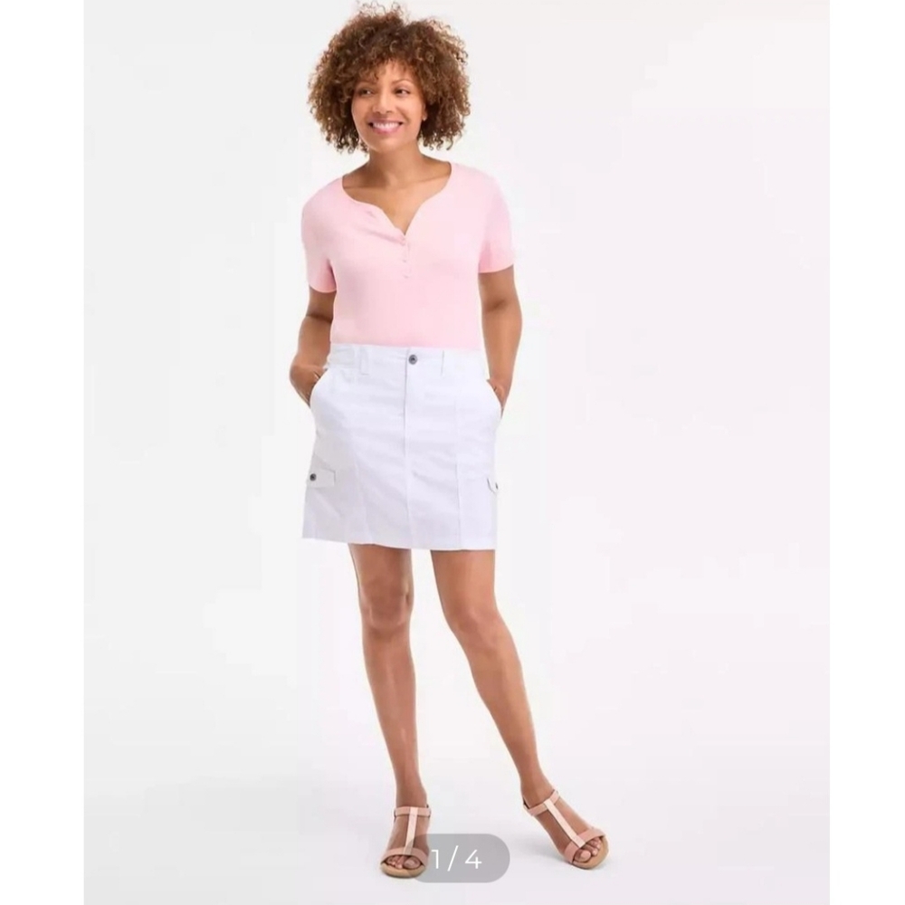 STYLE & CO WOMEN'S WHITE ZIG ZAG CARGO SKIRT SIZE 12 NWT